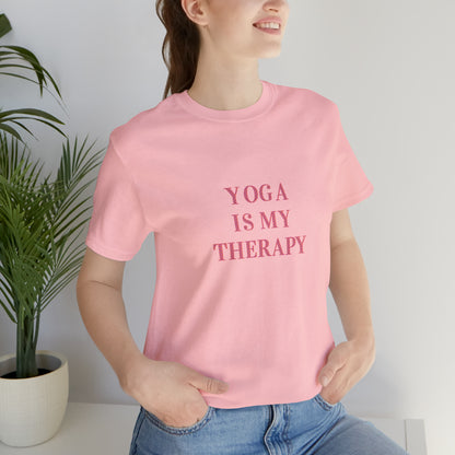 Yoga Is My Therapy- Adult, Regular Fit, Soft Cotton, Smaller Size Image, T-shirt