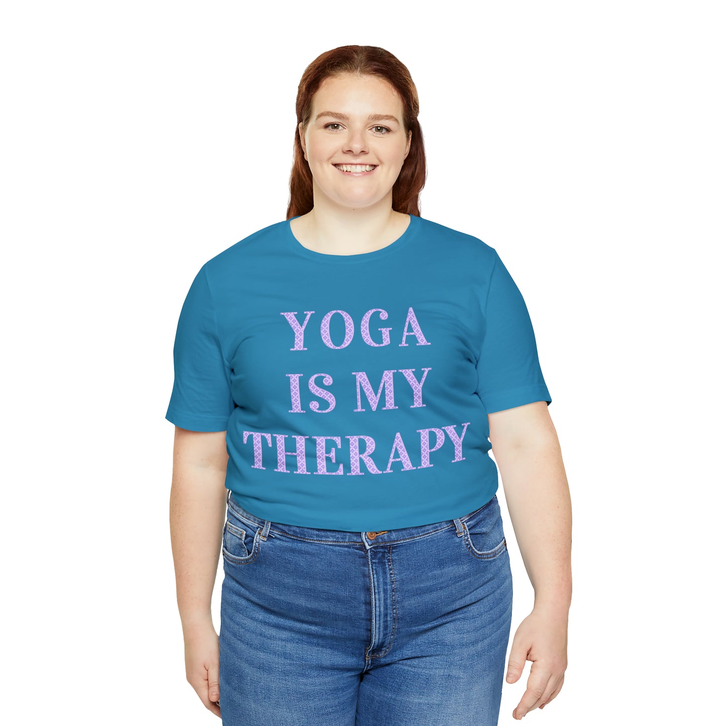 Yoga Is My Therapy- Adult, Regular Fit, Soft Cotton, Full Size Image, T-shirt