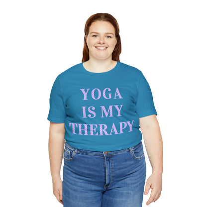 Yoga Is My Therapy- Adult, Regular Fit, Soft Cotton, Full Size Image, T-shirt
