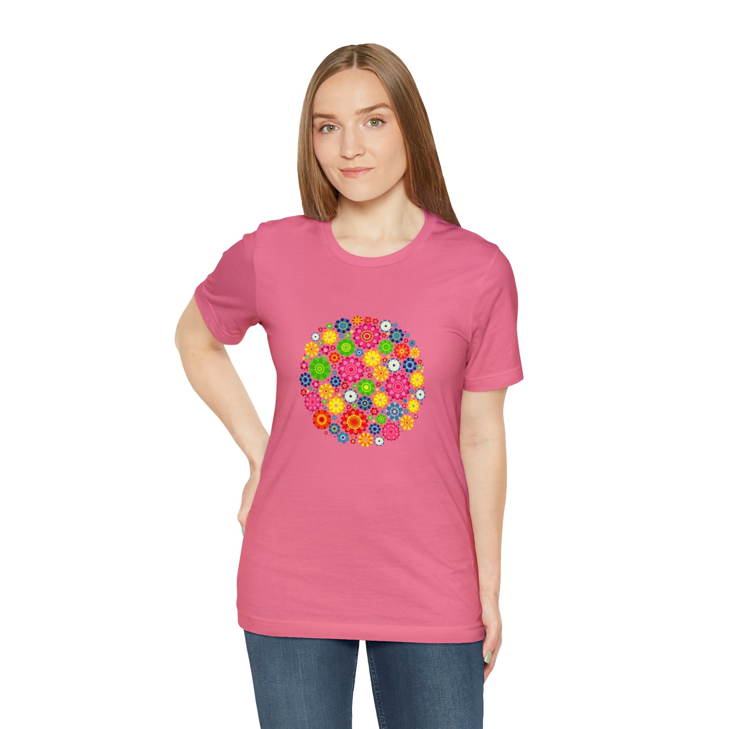 Colorful, Nature, Flowers- Adult, Regular Fit, Soft Cotton,  T-shirt