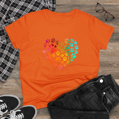 Art, Colorful, Love, Dog Paw- Adult, Semi-fitted, T-shirt