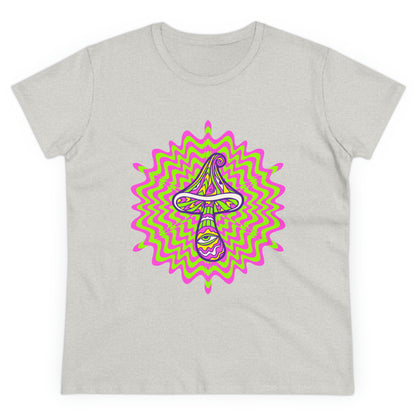Colorful, Retro Mushrooms- Adult, Semi-fitted, Smaller Size Image, T-shirt