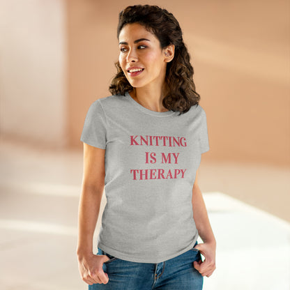 Knitting Is My Therapy- Adult, Semi-fitted T-shirt