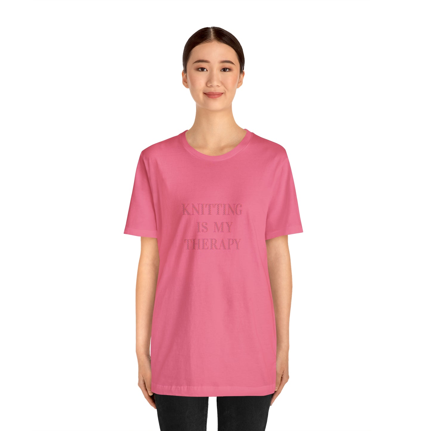 Knitting Is My Therapy- Adult, Regular Fit, Smaller Size Image, Soft Cotton, T-shirt