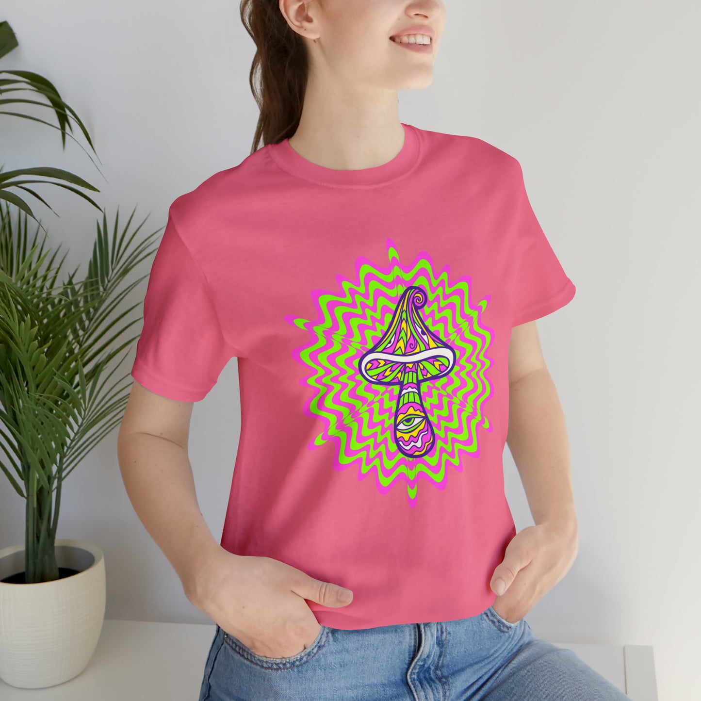 Colorful, Retro Mushrooms T-shirt- Adult, Regular Fit, Soft Cotton, T-shirt