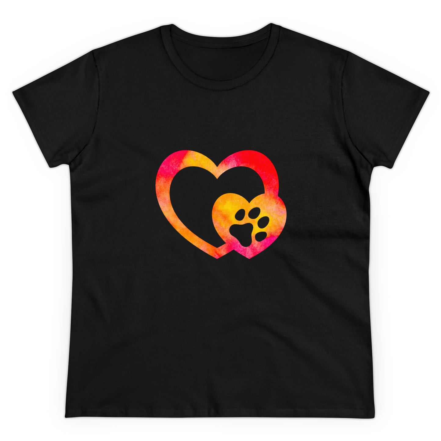 Art, Colorful, Love, Dog Paw- Adult, Semi-fitted, T-shirt