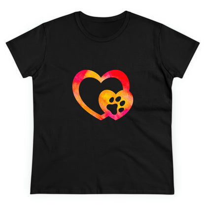 Art, Colorful, Love, Dog Paw- Adult, Semi-fitted, T-shirt