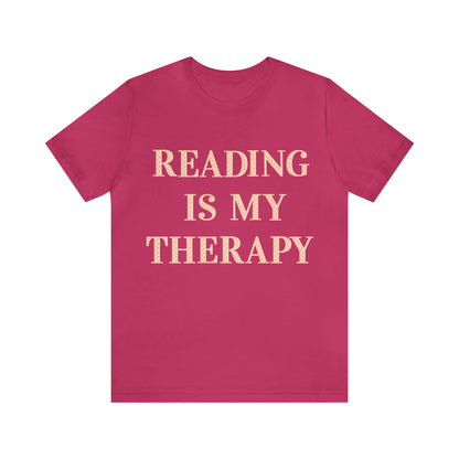 Reading Is My Therapy- Adult, Regular Fit, Soft Cotton, Full Size Image T-Shirt