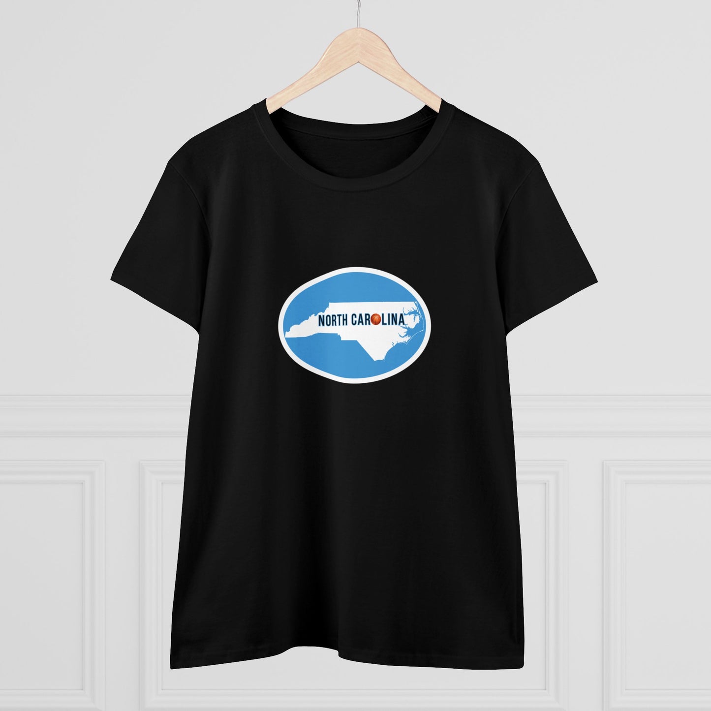 Places, States, North Carolina, United States of America, Sports, Basketball- Adult, Semi-fitted T-shirt