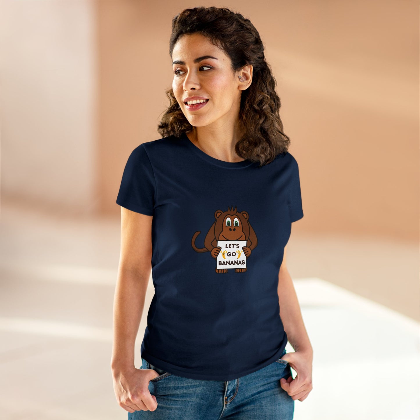 Monkey, Let's Go Bananas, Animals- Adult, Semi-fitted, T-shirt