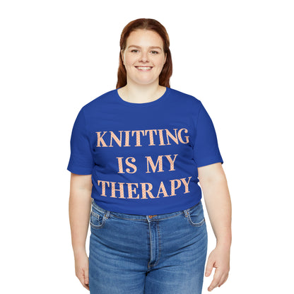 Knitting Is My Therapy- Adult, Regular Fit, Soft Cotton T-shirt