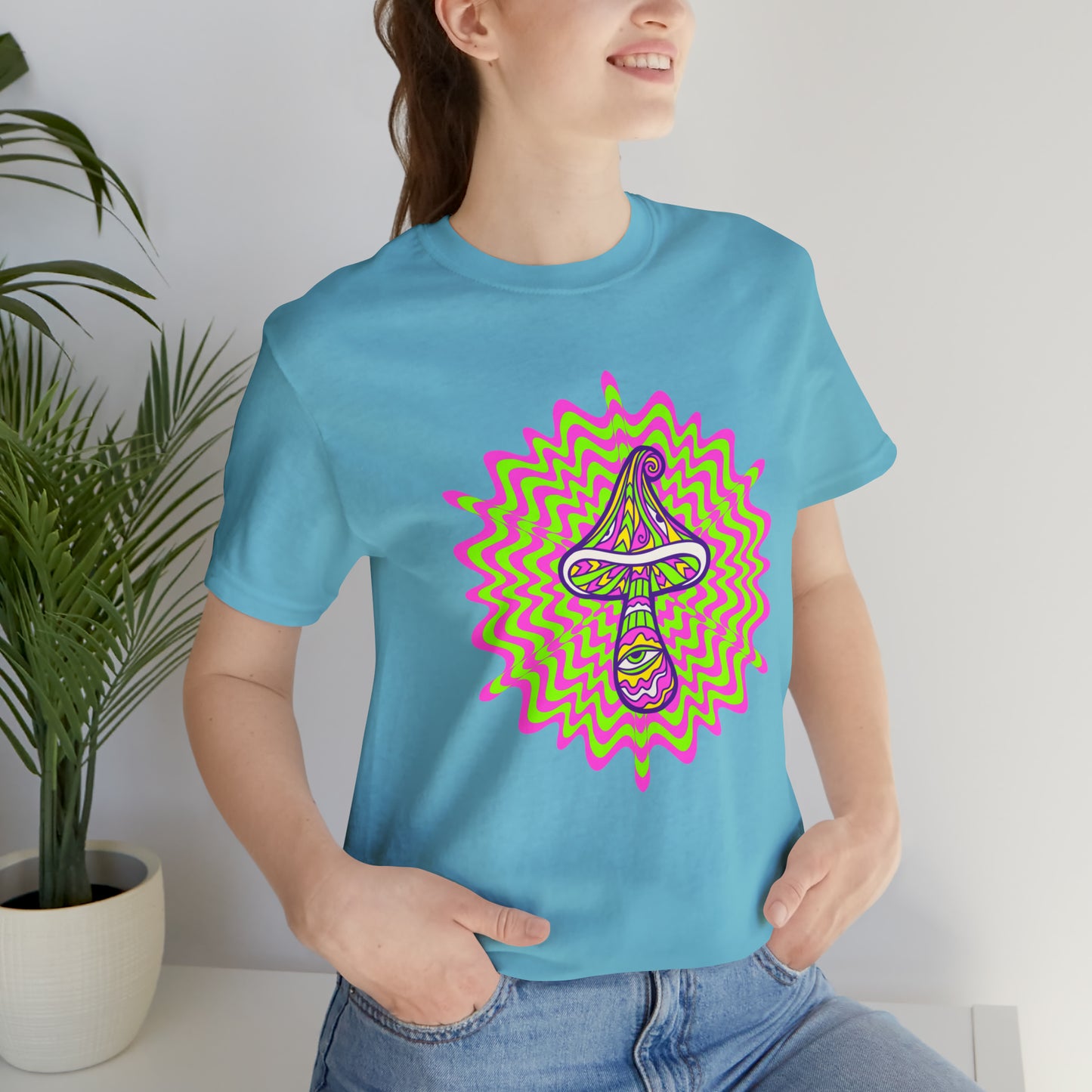 Colorful, Retro Mushrooms T-shirt- Adult, Regular Fit, Soft Cotton, T-shirt