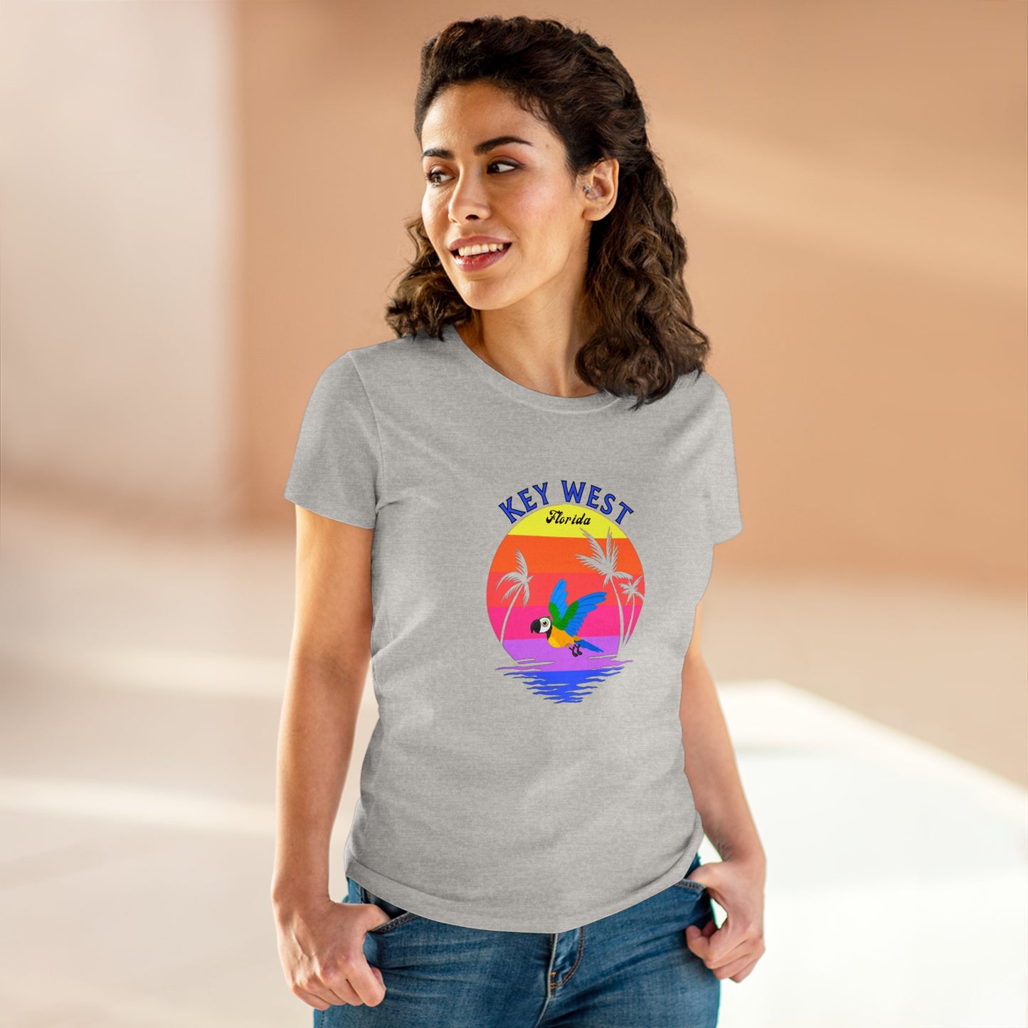 Places, Beach, Key West, Florida, United States of America, Animals, Birds- Adult, Semi-fitted T-shirt