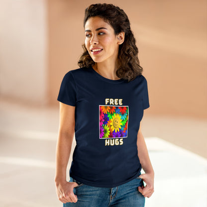 Positive, Art, Colorful, Nature, Flowers, Free Hugs- Adult, Semi-fitted, T-shirt