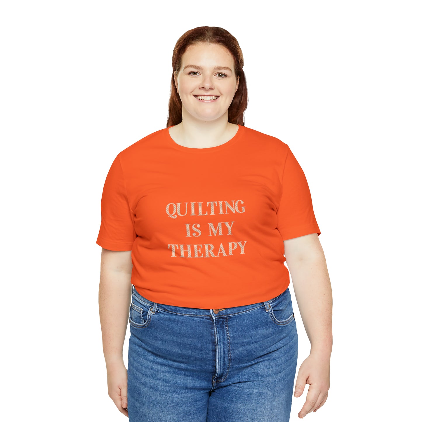 Hobby, Quilting Is My Therapy- Adult, Regular Fit, Soft Cotton, Smaller Size Image, T-shirt