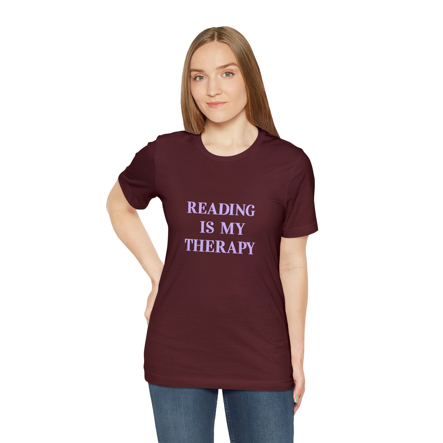 Hobby, Reading Is My Therapy, Books- Adult, Regular Fit, Soft Cotton, Smaller Size Image T-Shirt