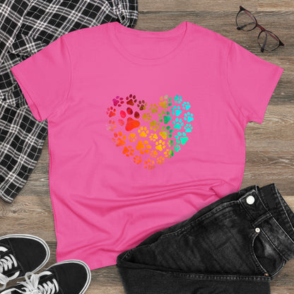 Art, Colorful, Love, Dog Paw- Adult, Semi-fitted, T-shirt