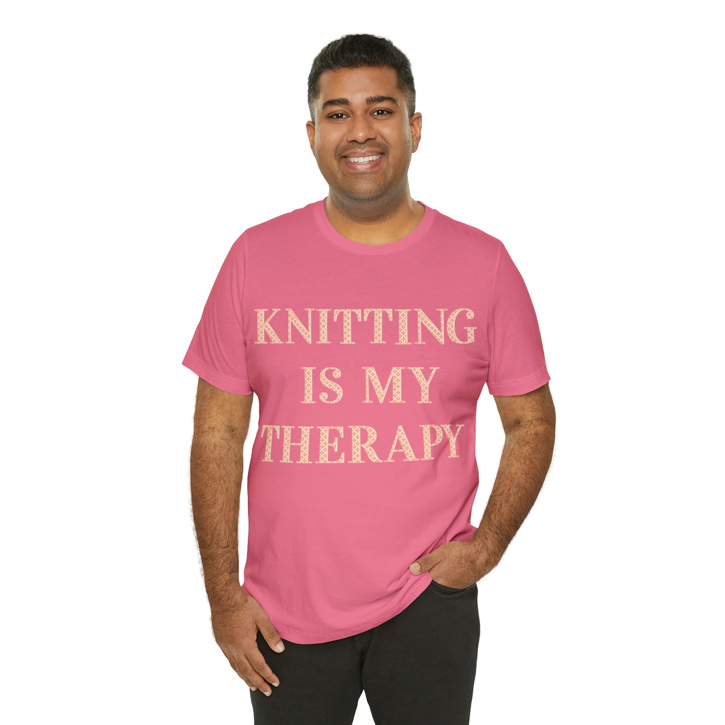 Knitting Is My Therapy- Adult, Regular Fit, Soft Cotton T-shirt
