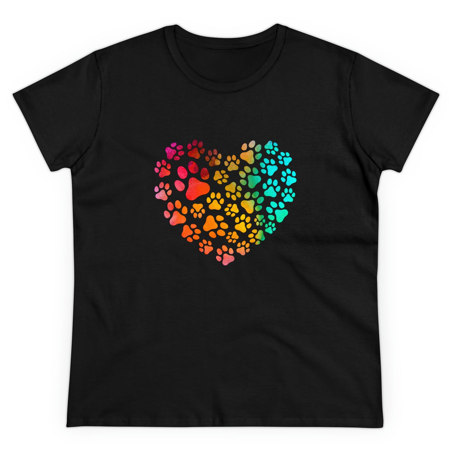 Art, Colorful, Love, Dog Paw- Adult, Semi-fitted, T-shirt