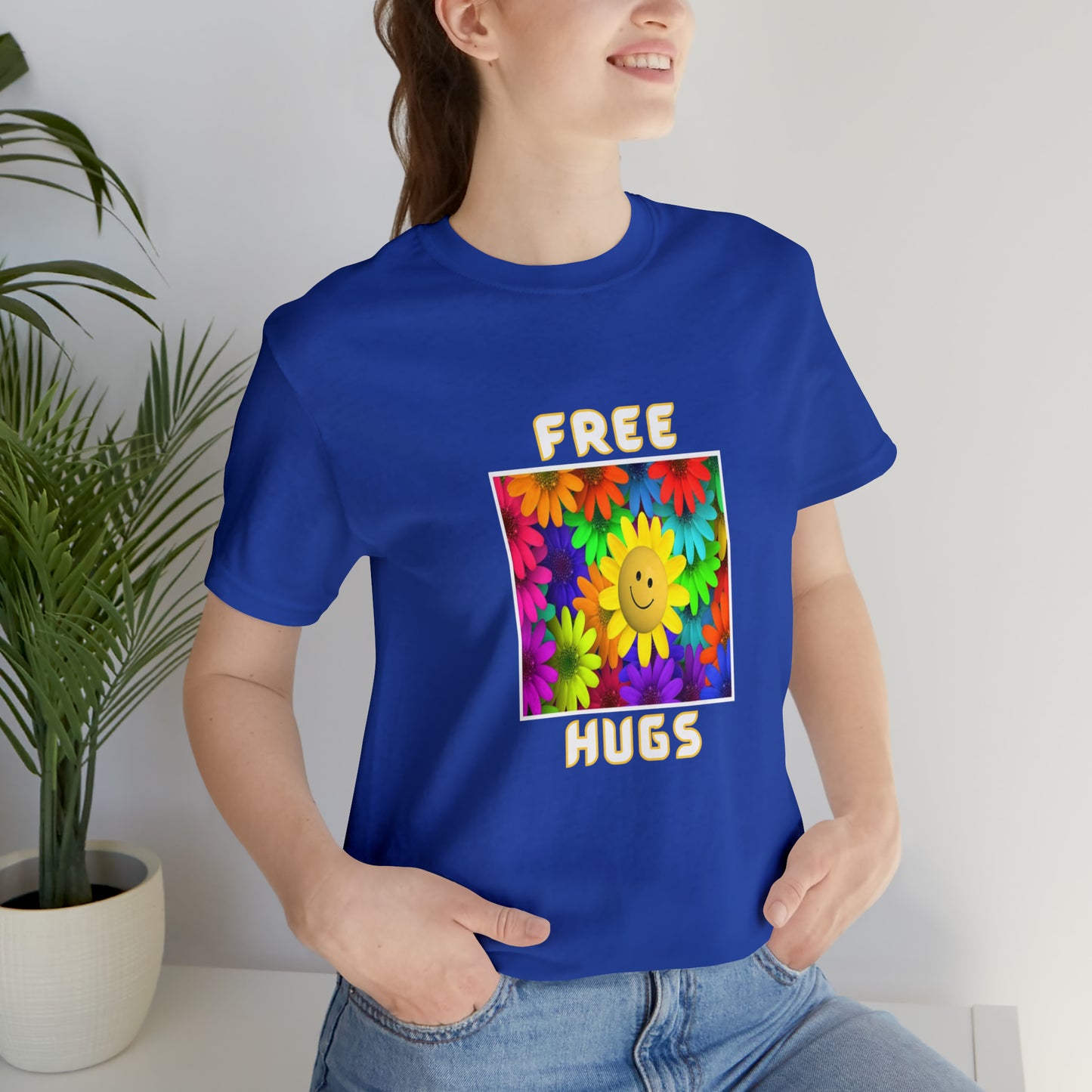 Positive, Art, Colorful, Nature, Flowers, Free Hugs- Adult, Regular Fit, Soft Cotton,  T-shirt