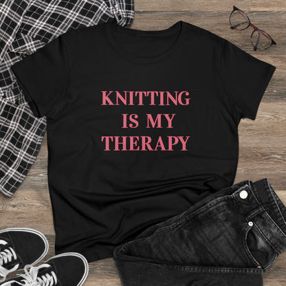 Knitting Is My Therapy- Adult, Semi-fitted T-shirt