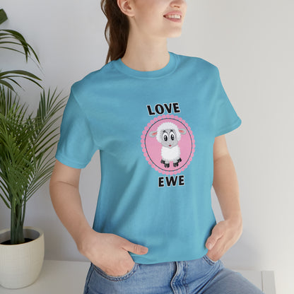 Sheep, Love Ewe, Animals- Adult, Regular Fit, Soft Cotton T-shirt