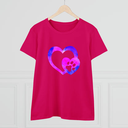 Art, Colorful, Love, Dog Paw- Adult, Semi-fitted, T-shirt