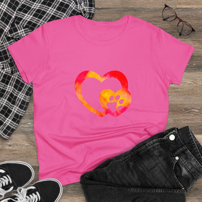 Art, Colorful, Love, Dog Paw- Adult, Semi-fitted, T-shirt