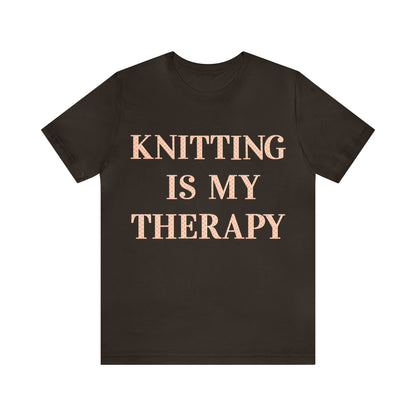 Knitting Is My Therapy- Adult, Regular Fit, Soft Cotton T-shirt