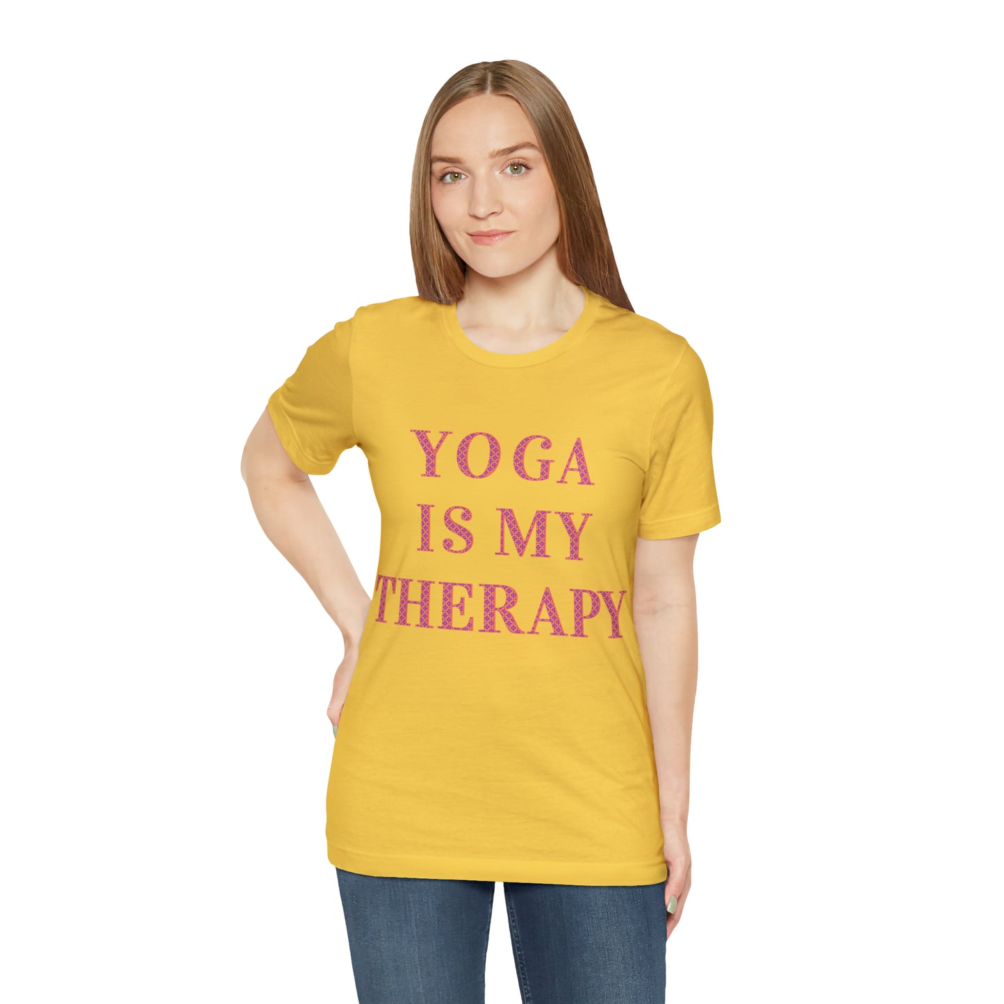 Yoga Is My Therapy- Adult, Regular Fit, Soft Cotton, Full Size Image, T-shirt