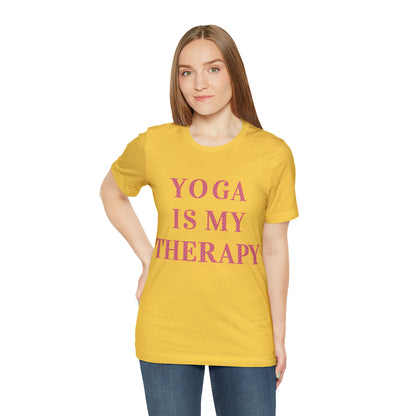 Yoga Is My Therapy- Adult, Regular Fit, Soft Cotton, Full Size Image, T-shirt