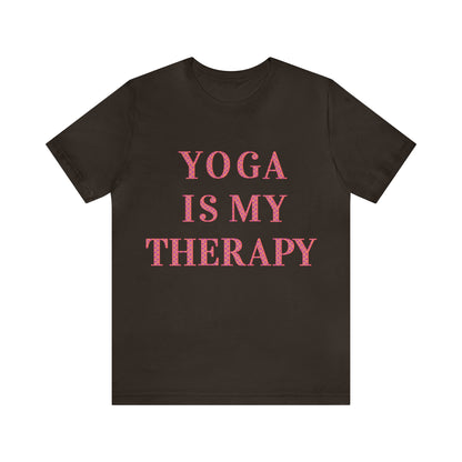 Yoga Is My Therapy- Adult, Regular Fit, Soft Cotton, Full Size Image, T-shirt