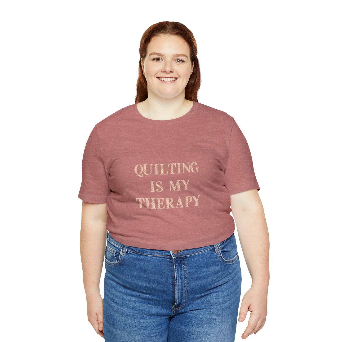 Hobby, Quilting Is My Therapy- Adult, Regular Fit, Soft Cotton, Smaller Size Image, T-shirt