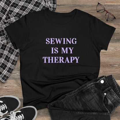 Sewing Is My Therapy- Adult, Semi-fitted T-shirt