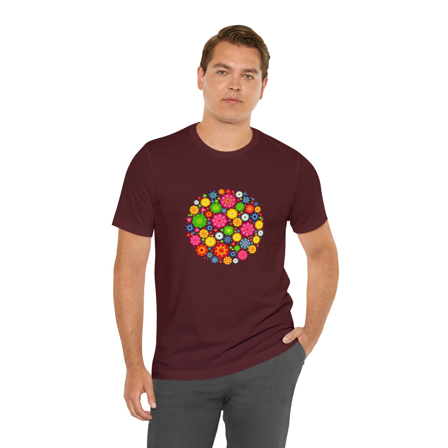 Colorful, Nature, Flowers- Adult, Regular Fit, Soft Cotton,  T-shirt