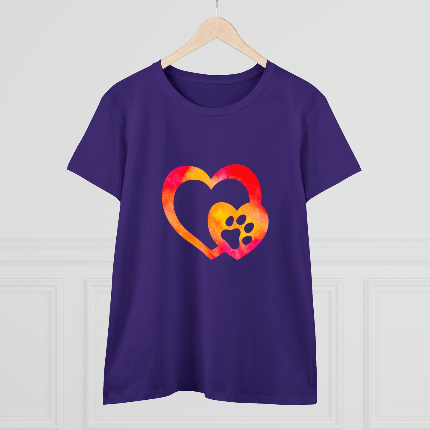 Art, Colorful, Love, Dog Paw- Adult, Semi-fitted, T-shirt