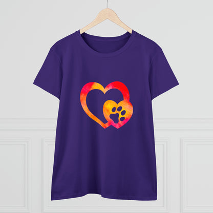 Art, Colorful, Love, Dog Paw- Adult, Semi-fitted, T-shirt