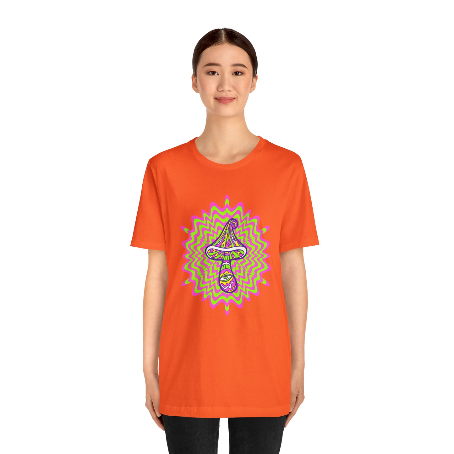 Colorful, Retro Mushrooms T-shirt- Adult, Regular Fit, Soft Cotton, T-shirt
