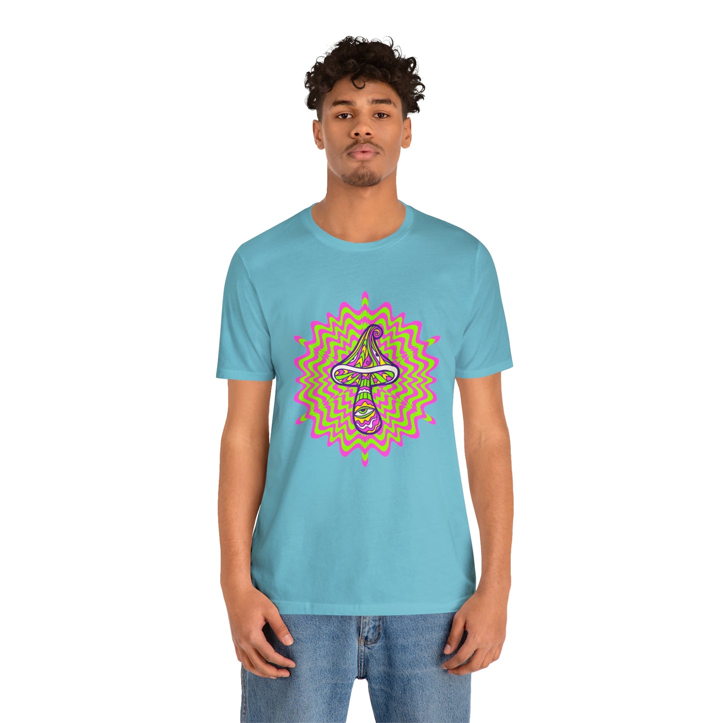 Colorful, Retro Mushrooms T-shirt- Adult, Regular Fit, Soft Cotton, T-shirt