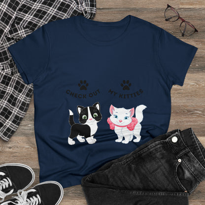 Kitty Cat T-Shirt / Check Out My Kitties Semi-Fitted Shirt / Unisex Jersey Short Sleeve Tee / Humorous Pet Clothes