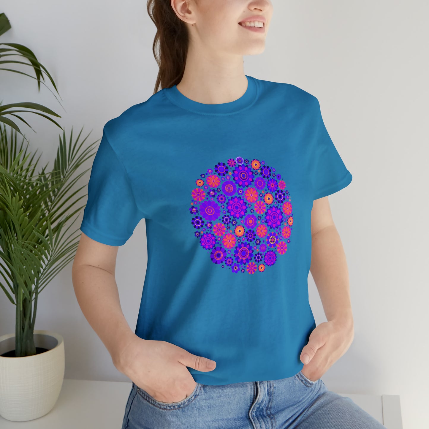 Colorful, Nature, Flowers- Adult, Regular Fit, Soft Cotton,  T-shirt