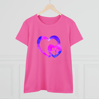 Art, Colorful, Love, Dog Paw- Adult, Semi-fitted, T-shirt