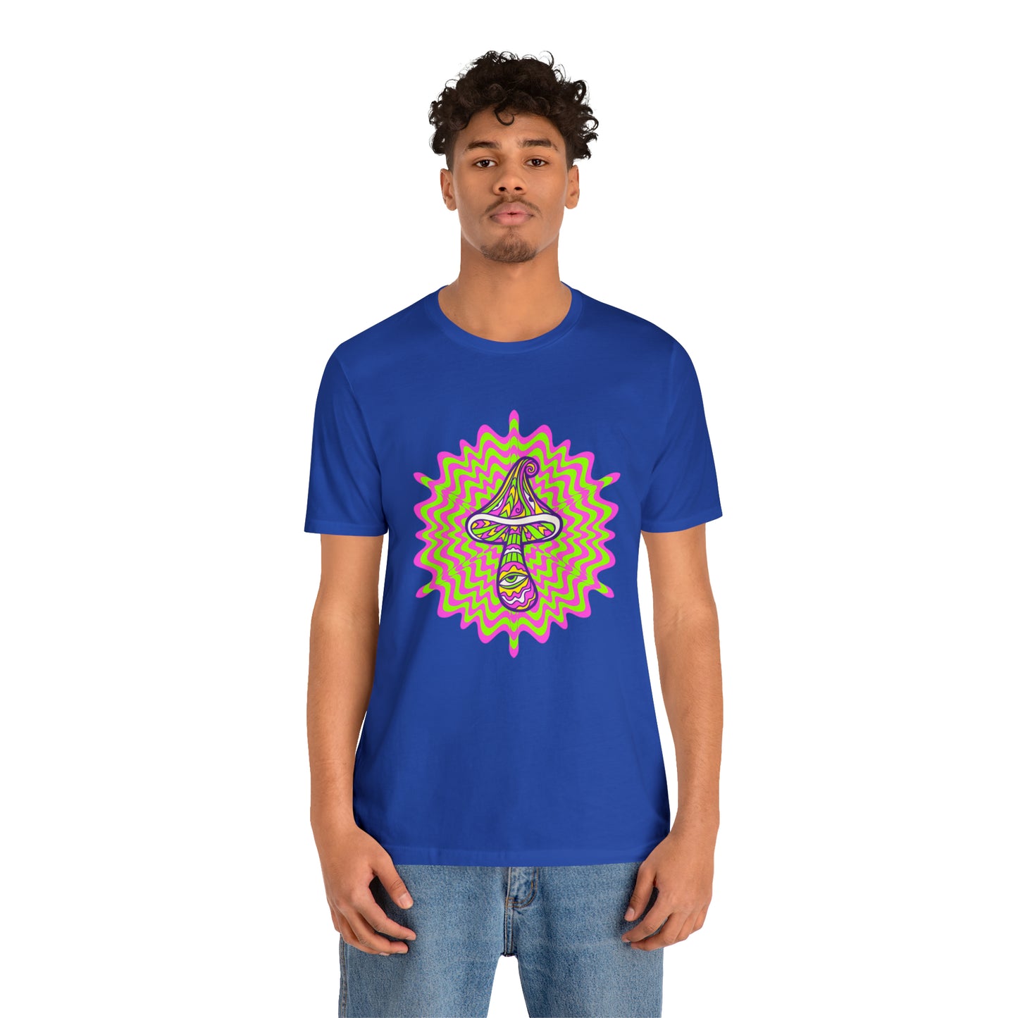 Colorful, Retro Mushrooms T-shirt- Adult, Regular Fit, Soft Cotton, T-shirt