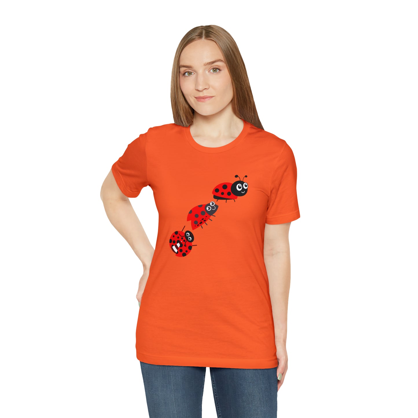 Ladybug Crossing Bug, Flowers, Plants- Adult, Regular Fit, Soft Cotton, T-shirt