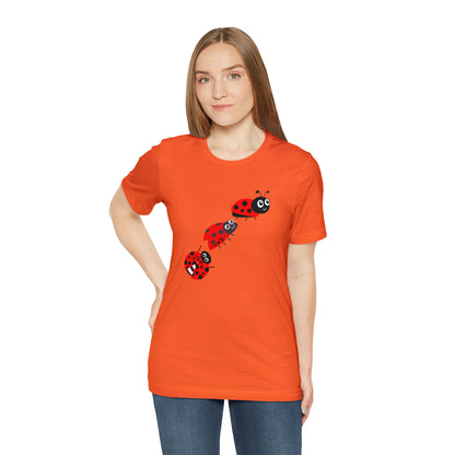 Ladybug Crossing Bug, Flowers, Plants- Adult, Regular Fit, Soft Cotton, T-shirt