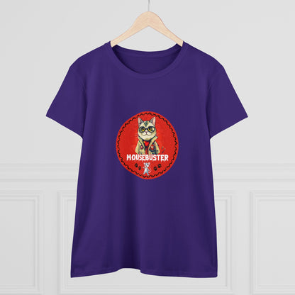 Animals, Cats, Mouse, Mousebuster, Funny, Holiday, Halloween- Adult, Semi-fitted, Smaller Size Image, T-shirt