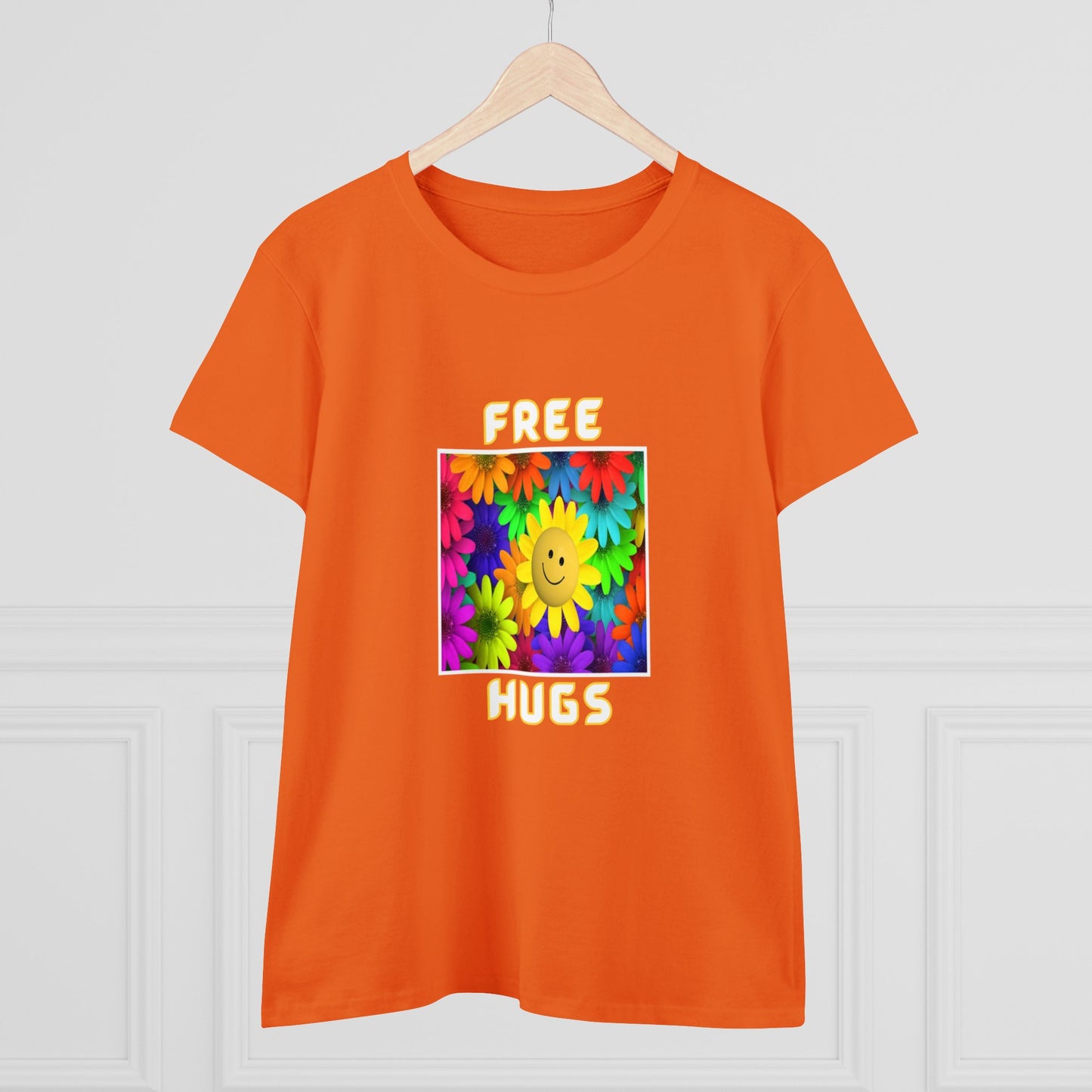 Positive, Art, Colorful, Nature, Flowers, Free Hugs- Adult, Semi-fitted, T-shirt