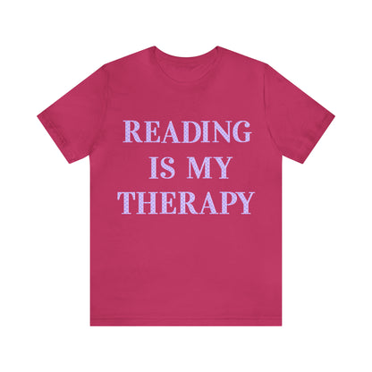 Reading Is My Therapy- Adult, Regular Fit, Soft Cotton, Full Size Image T-Shirt