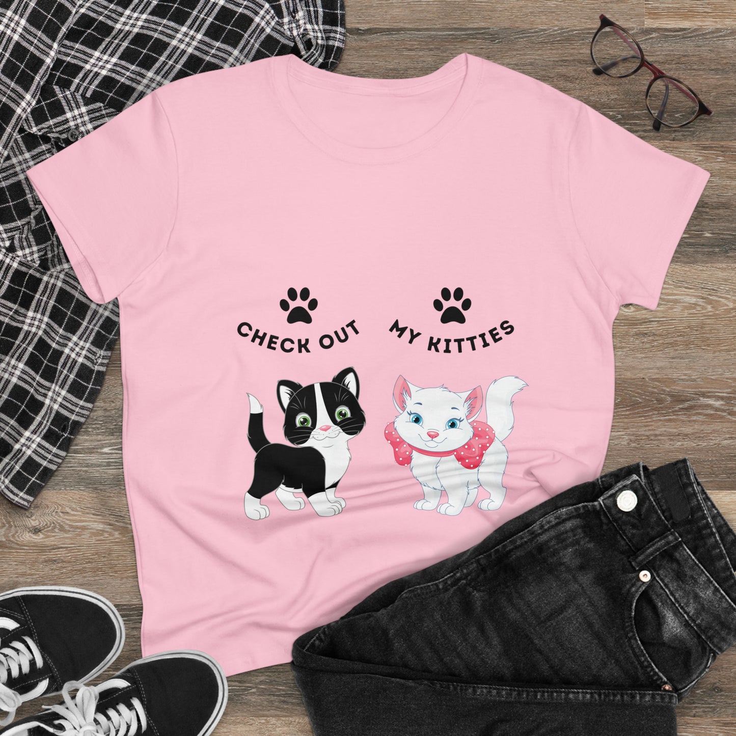 Kitty Cat T-Shirt / Check Out My Kitties Semi-Fitted Shirt / Unisex Jersey Short Sleeve Tee / Humorous Pet Clothes