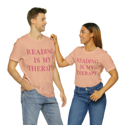 Reading Is My Therapy- Adult, Regular Fit, Soft Cotton, Full Size Image T-Shirt